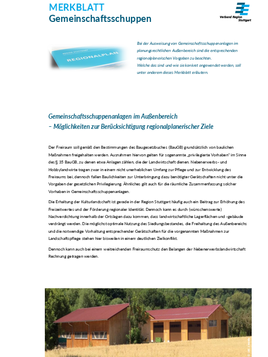 Merkblatt Gemeinschaftsschuppen Merkblatt Gemeinschaftsschuppen